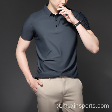 Camisas de pólo seco rápido de seda de gelo masculino